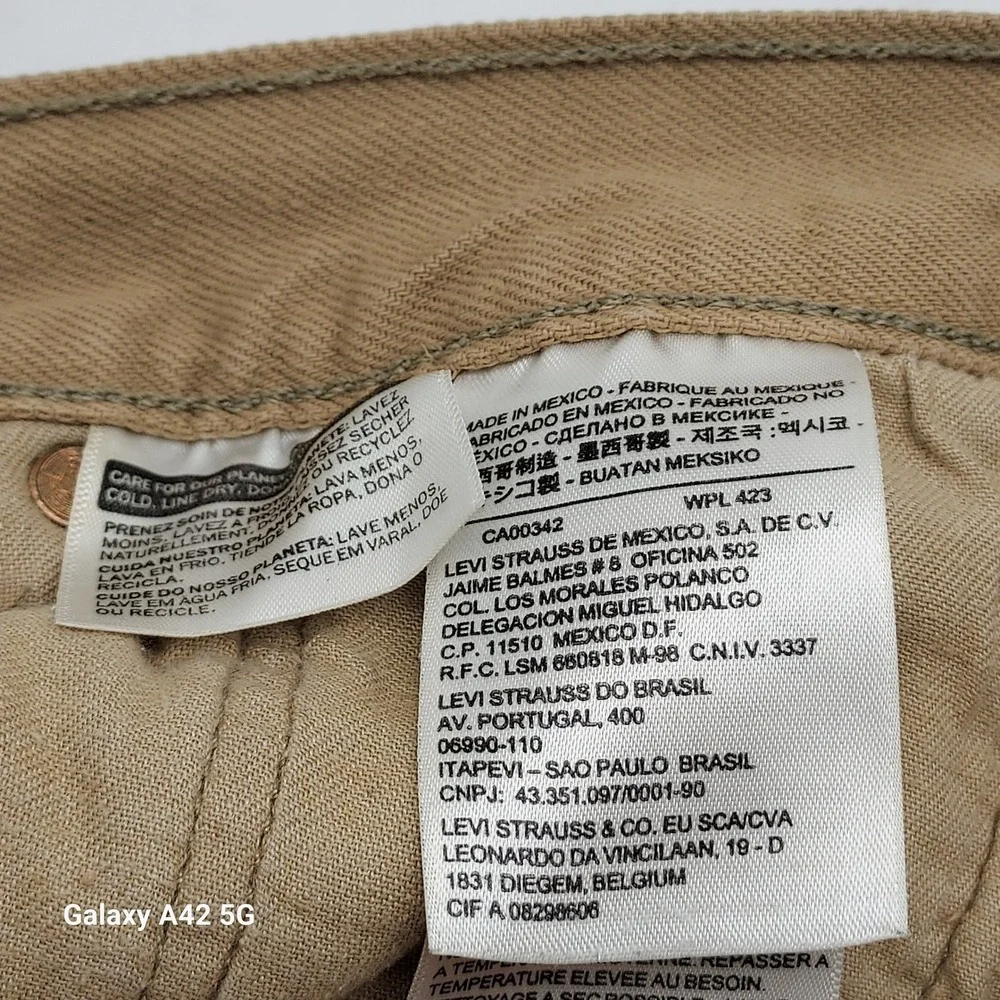 Levis 501 Original Fit Jeans Mens 34x24 Tan Khaki‎ Button Fly Cotton 00501-1212